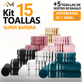 Kit de 15 Toallas Super Bañera de Alta Suavidad y Absorción + 5 Toallas de Rostro de REGALO